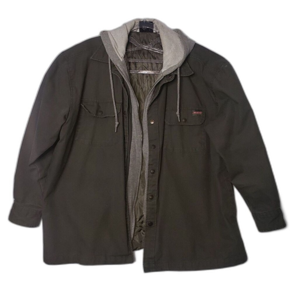 DICKIE'S Green and Gray Hooded Work Jacket Mens Size XL - Picture 3 of 6